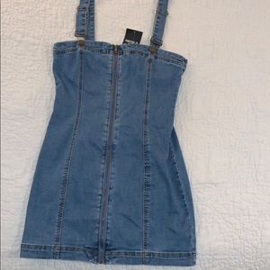 Jean overall zip up dress